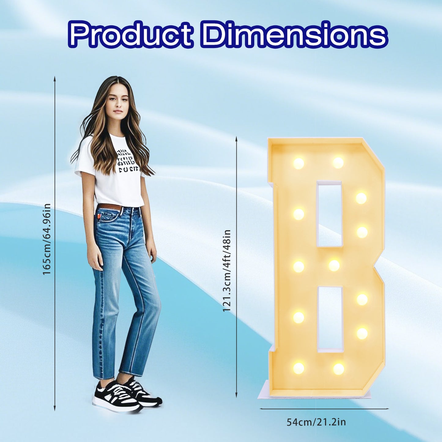 4FT Marquee Plastic Letters B - Light up Letters B Are Made from Corrugated Plastic Board - Quick Assembly Without Tools, Disassembled Components Can Be Used for Garage Sale Signs, Yard Sale Signs